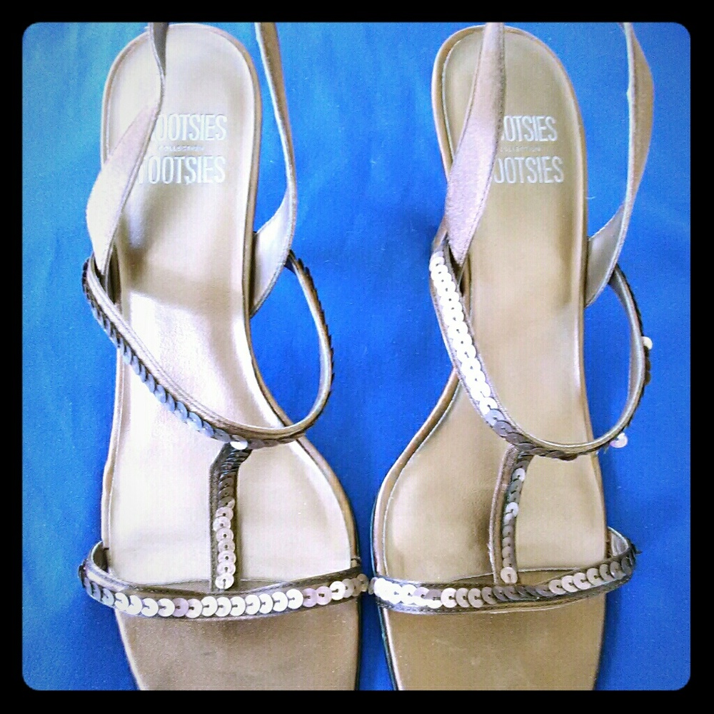 Copper Sequinned Heels by Mootsie Tootsies 9M